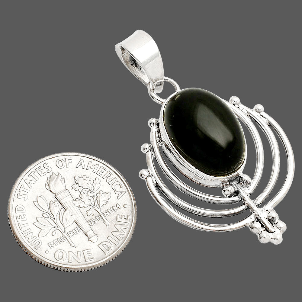 Lotus - Natural Black Onyx - Brazil Pendant P-1702 SDP148917