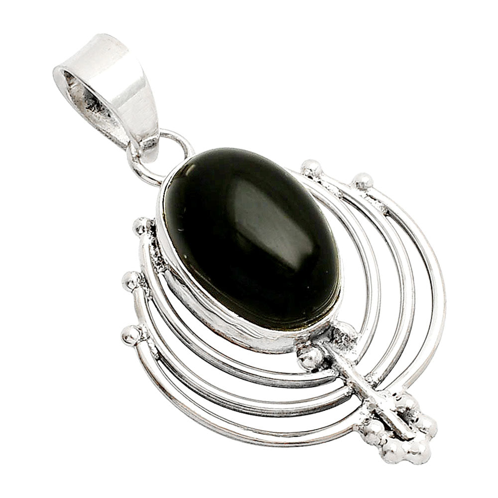 Lotus - Natural Black Onyx - Brazil Pendant P-1702 SDP148917