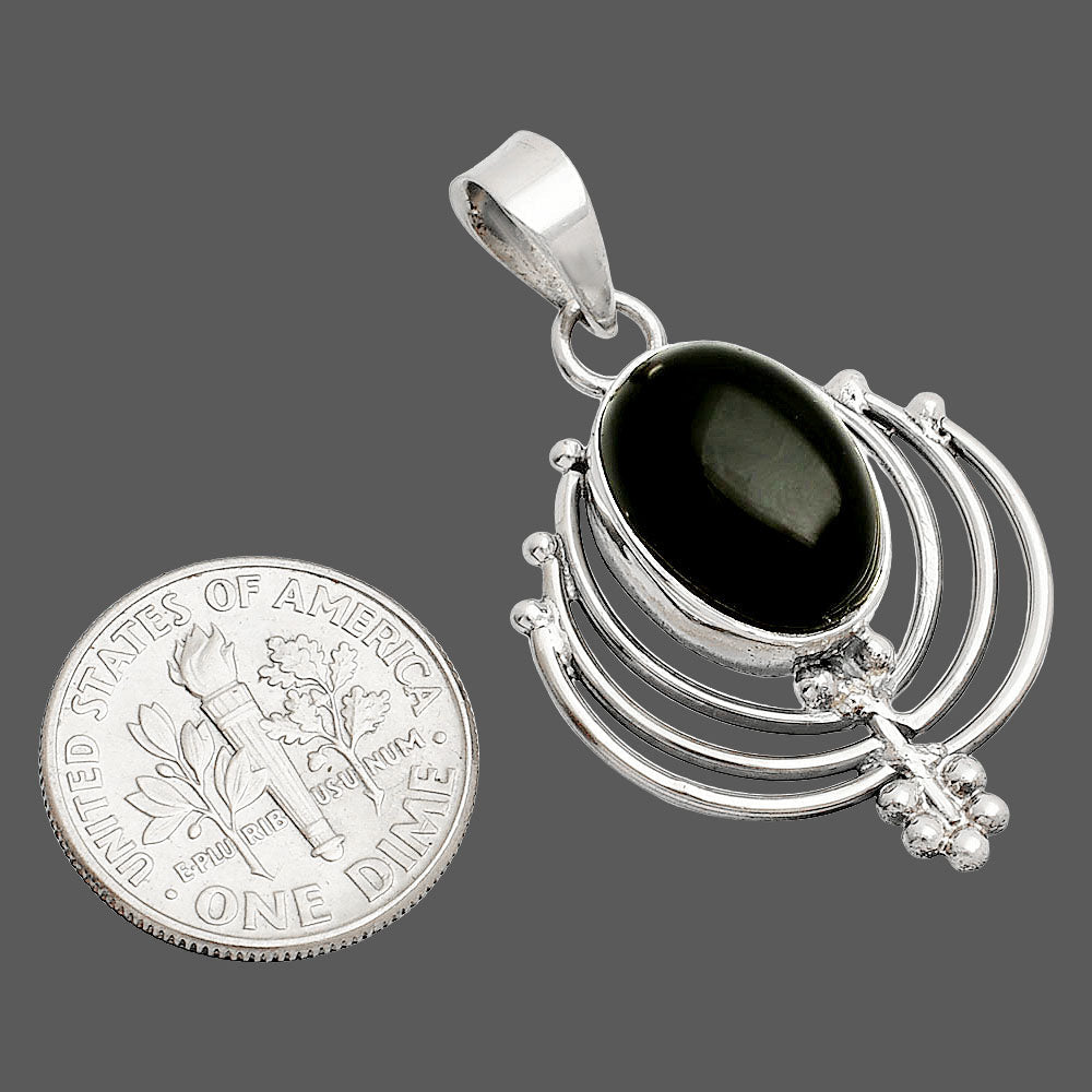Lotus - Natural Black Onyx - Brazil Pendant P-1702 SDP148919