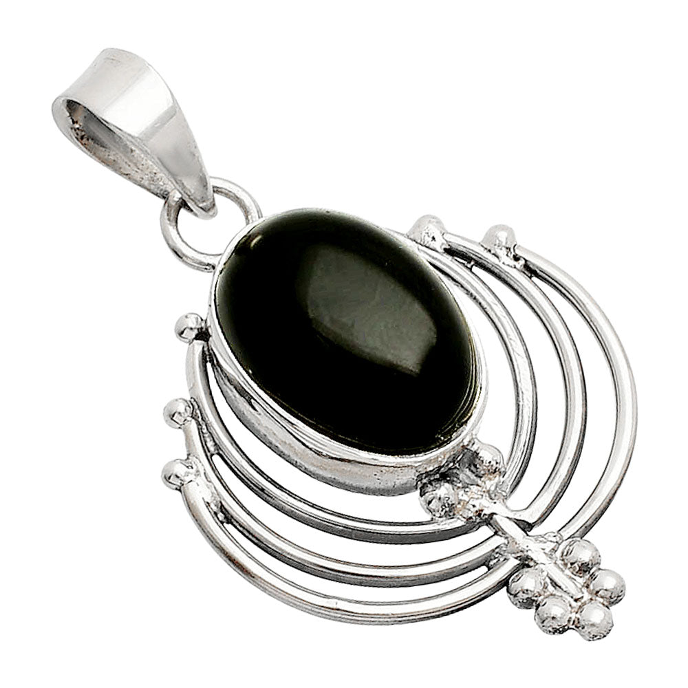 Lotus - Natural Black Onyx - Brazil Pendant P-1702 SDP148919