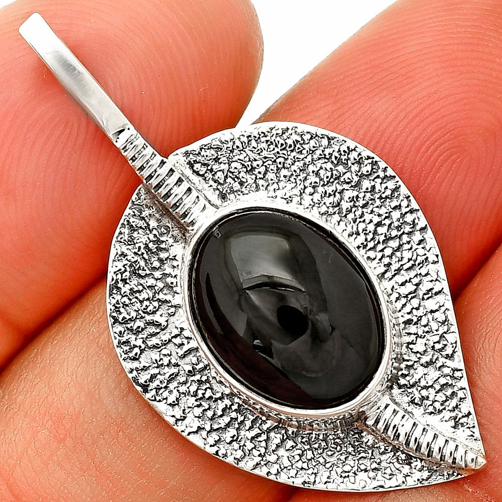 Natural Black Onyx - Brazil Pendant P-1218 SDP149554