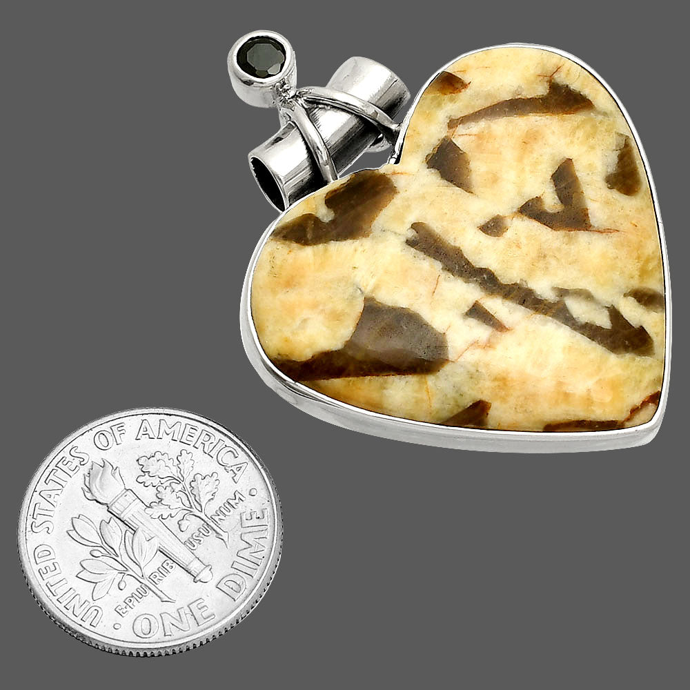 Heart - Septarian - Dragon Stone & Black Onyx Pendant P-1159 SDP149778