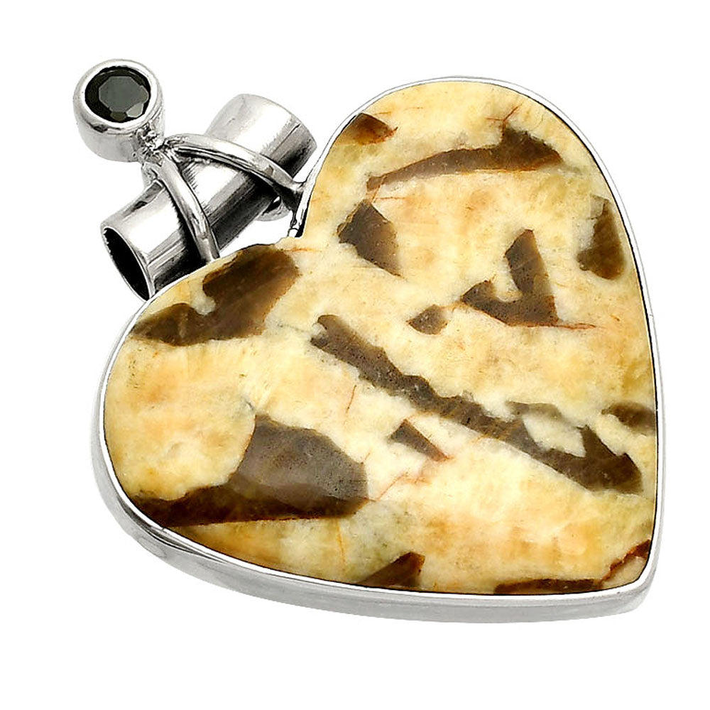 Heart - Septarian - Dragon Stone & Black Onyx Pendant P-1159 SDP149778