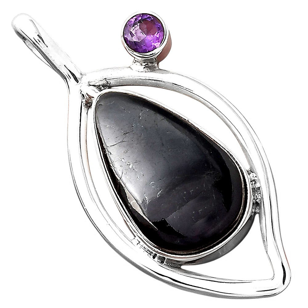 Black Onyx - Brazil and Amethyst Pendant P-1640 SDP155371