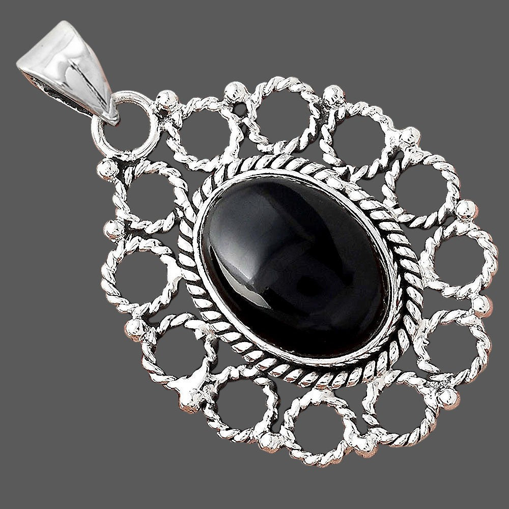 Natural Black Onyx - Brazil Pendant P-1009 SDP155464