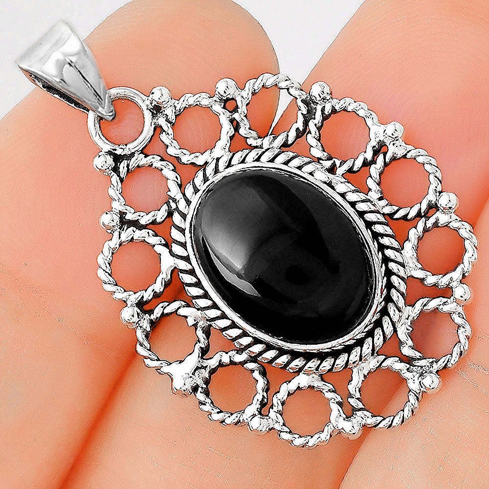 Natural Black Onyx - Brazil Pendant P-1009 SDP155467