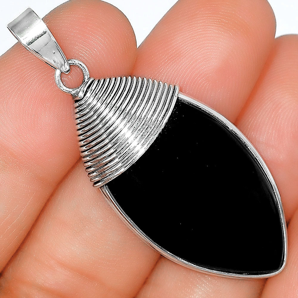Natural Black Onyx - Brazil Pendant P-1411 SDP156100