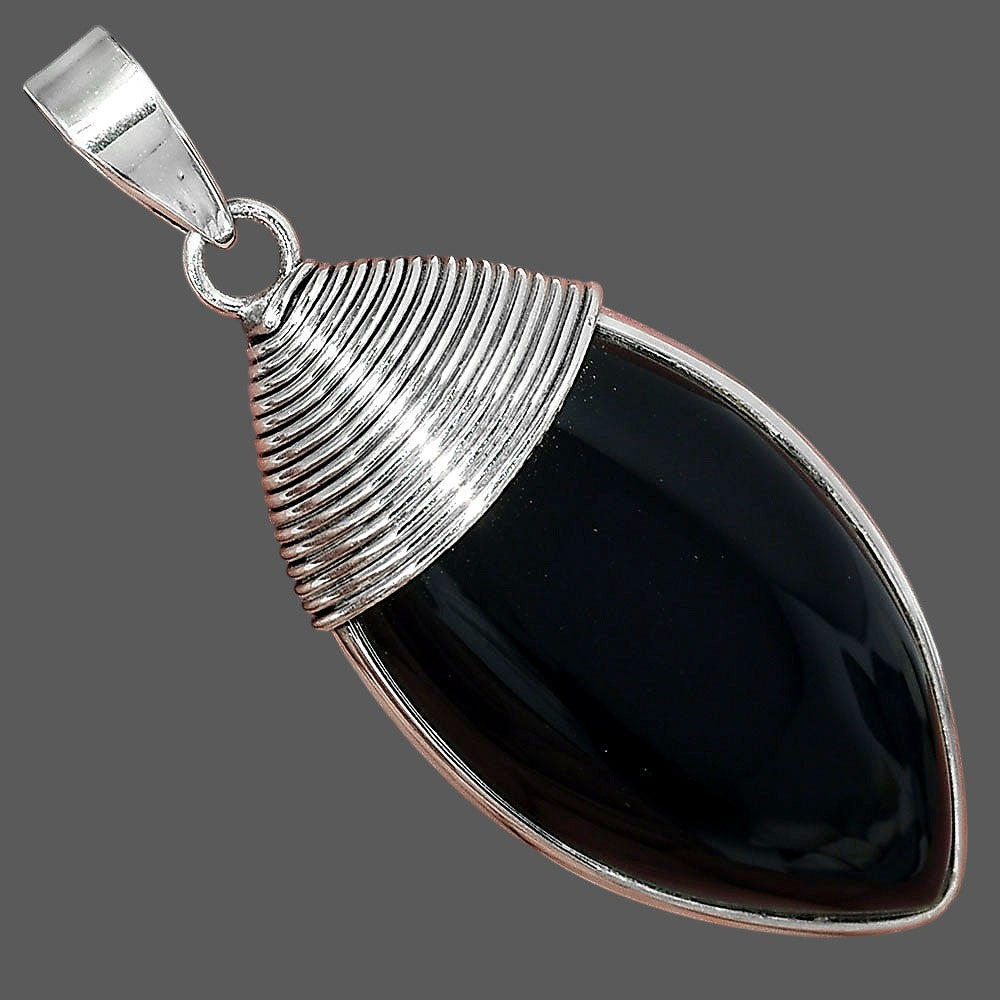 Natural Black Onyx - Brazil Pendant P-1411 SDP156100