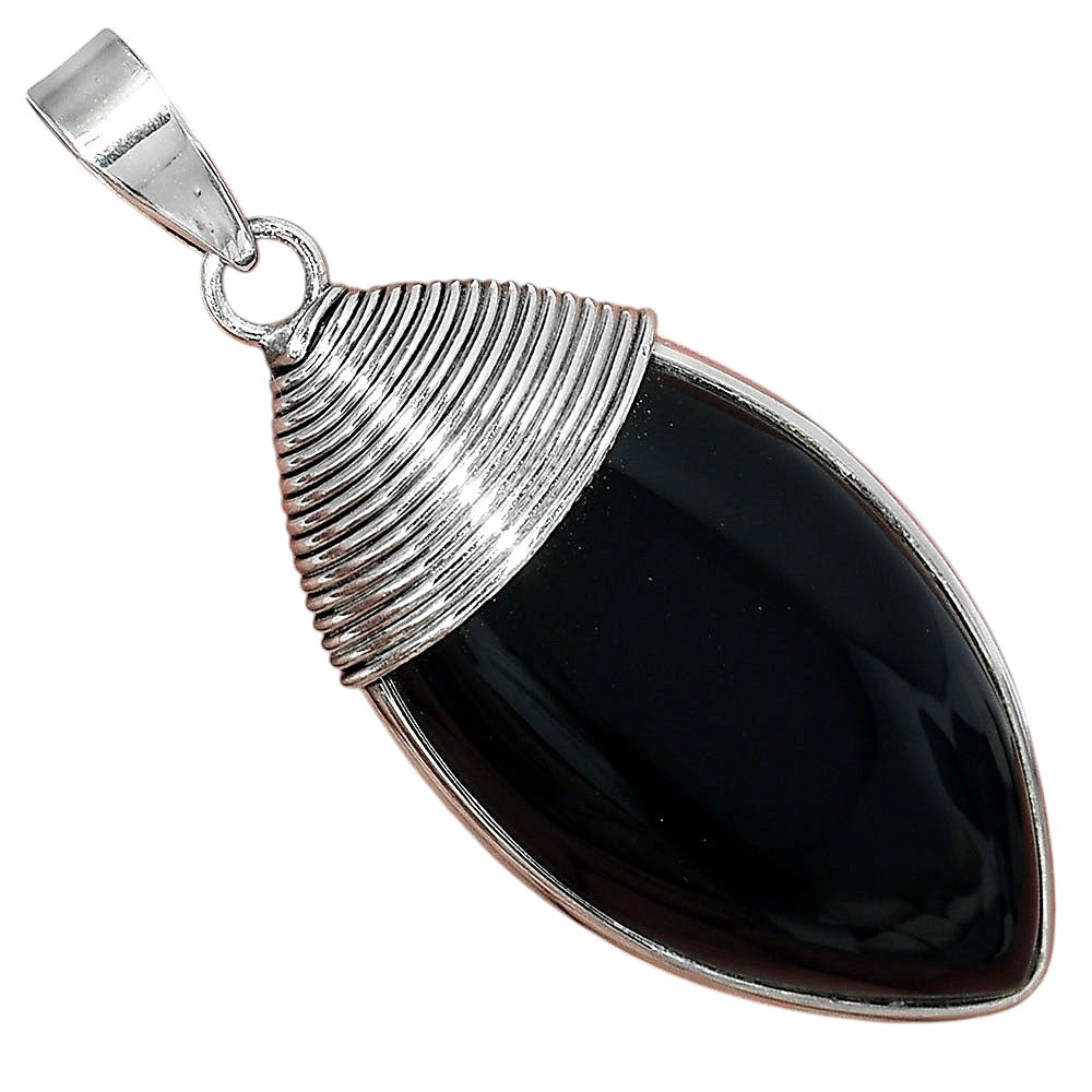Natural Black Onyx - Brazil Pendant P-1411 SDP156100