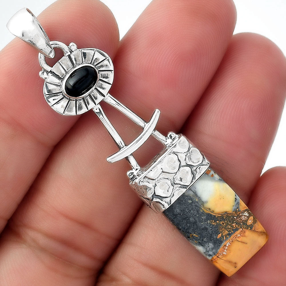 Natural Maligano Jasper & Black Onyx Pendant P-1193 SDP156970