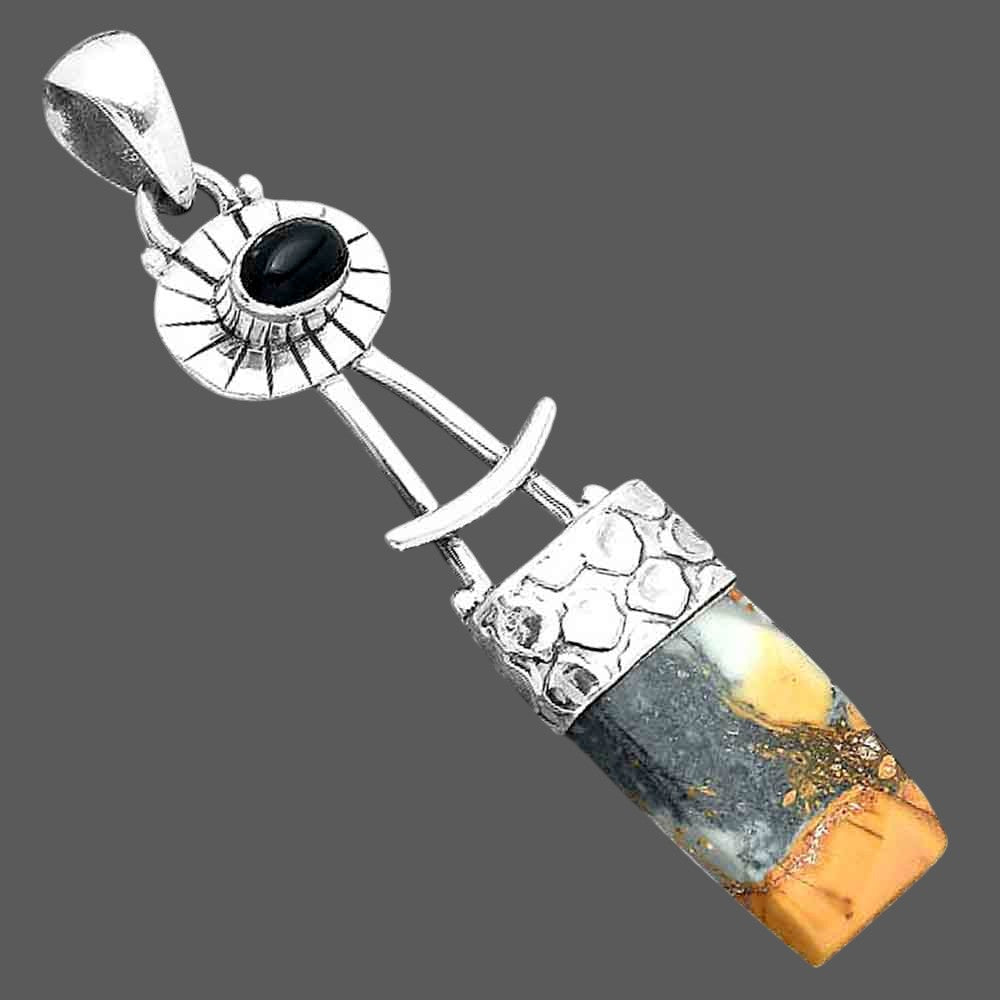 Natural Maligano Jasper & Black Onyx Pendant P-1193 SDP156970