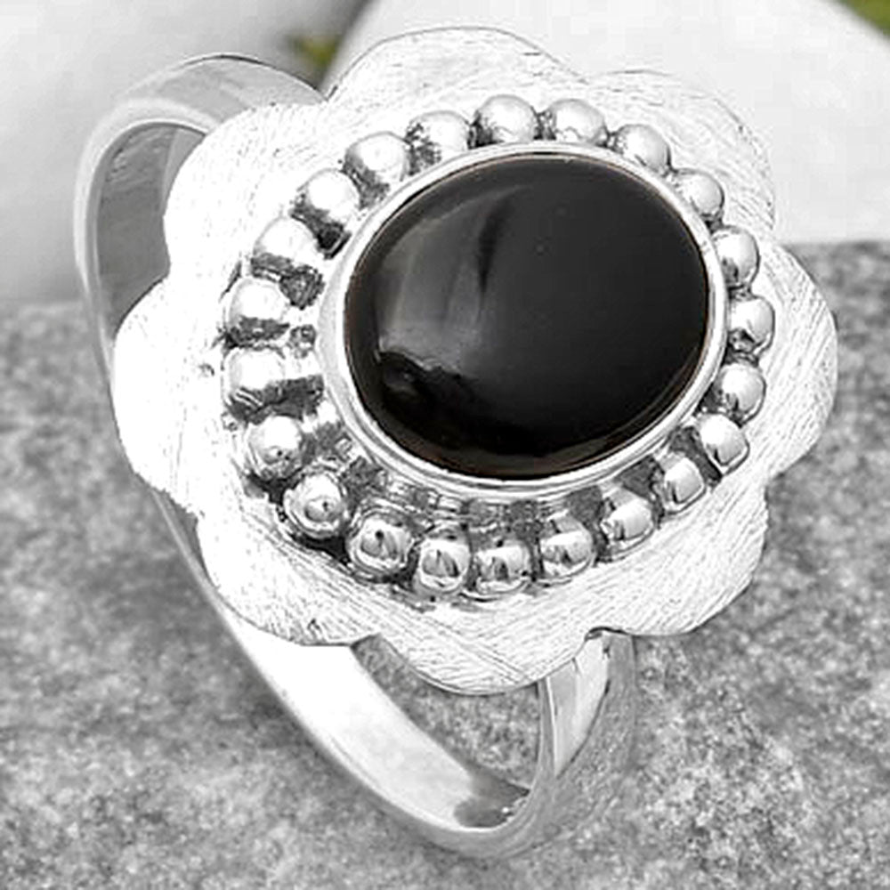 Natural Black Onyx - Brazil Ring size-8.5 R-1088 SDR161026