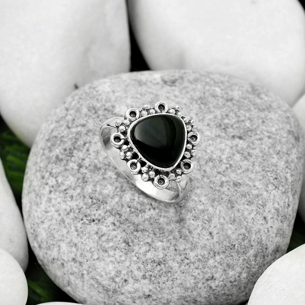 Natural Black Onyx - Brazil Ring size-8 R-1100 SDR166627