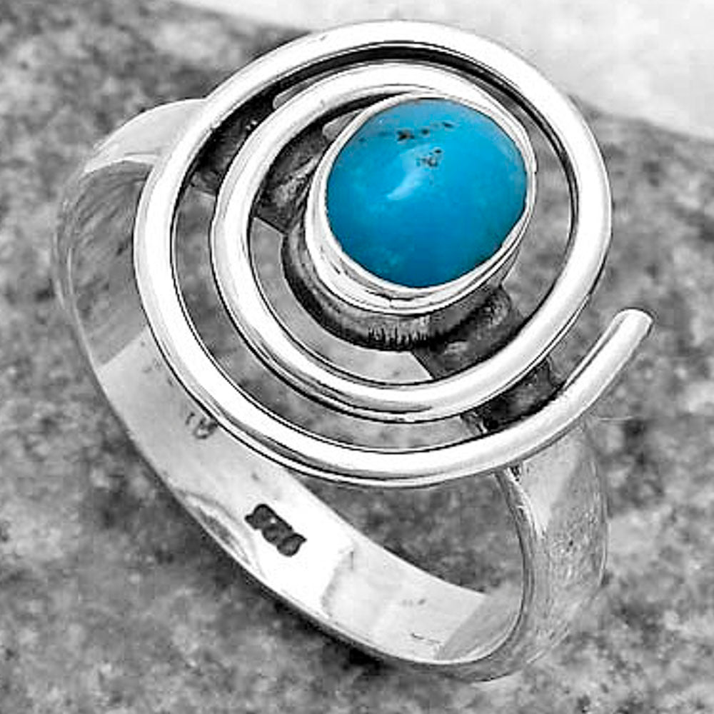 Spiral - Natural Kingman Turquoise Ring size-7 R-1485 SDR177301