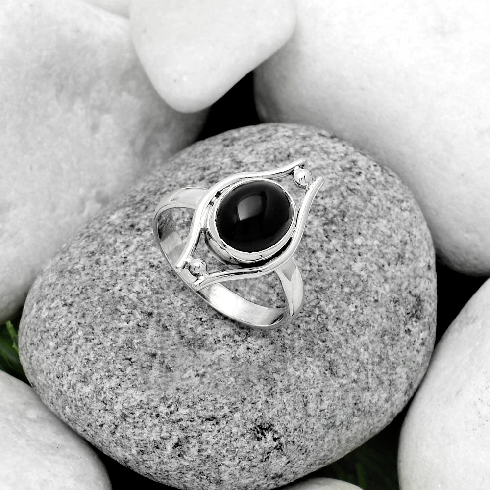 Natural Black Onyx - Brazil Ring size-7 R-1663 SDR179077