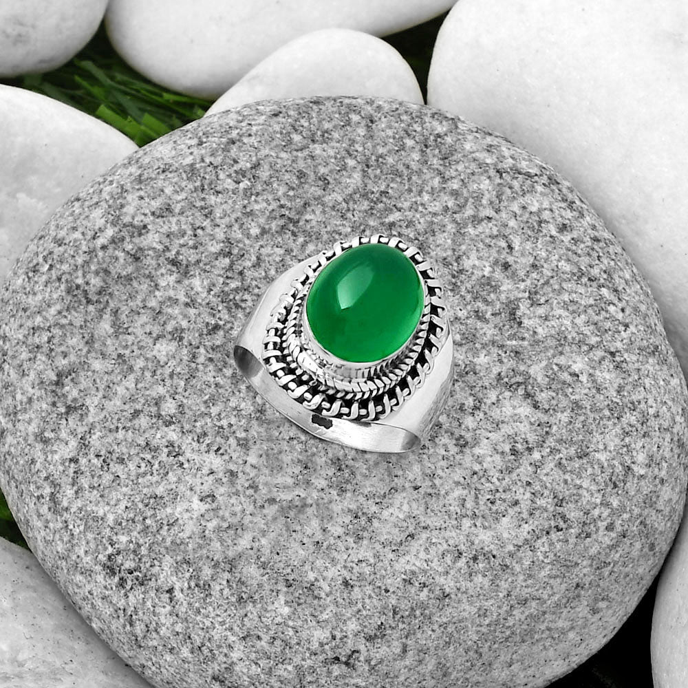 Natural Green Onyx Ring size-7.5 R-1279 SDR185644
