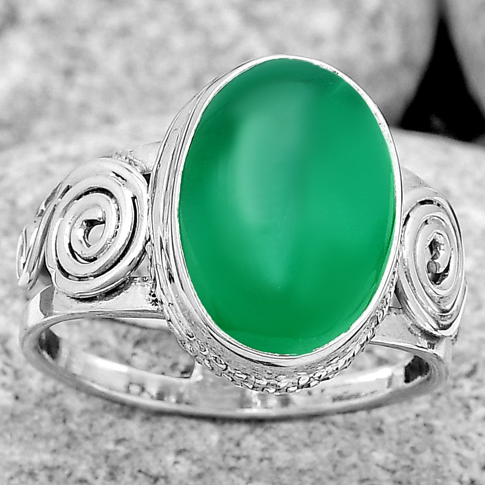 Natural Green Onyx Ring size-7.5 R-1315 SDR187623