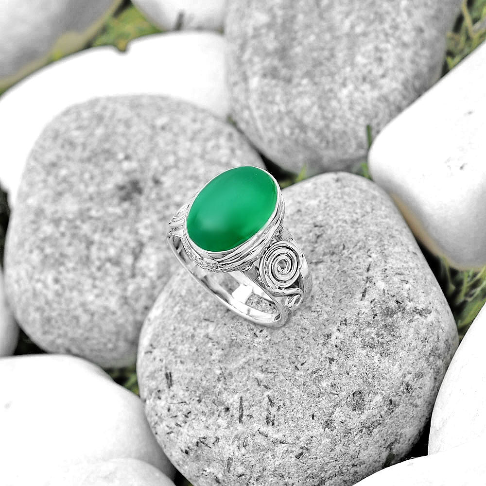 Natural Green Onyx Ring size-7.5 R-1315 SDR187623