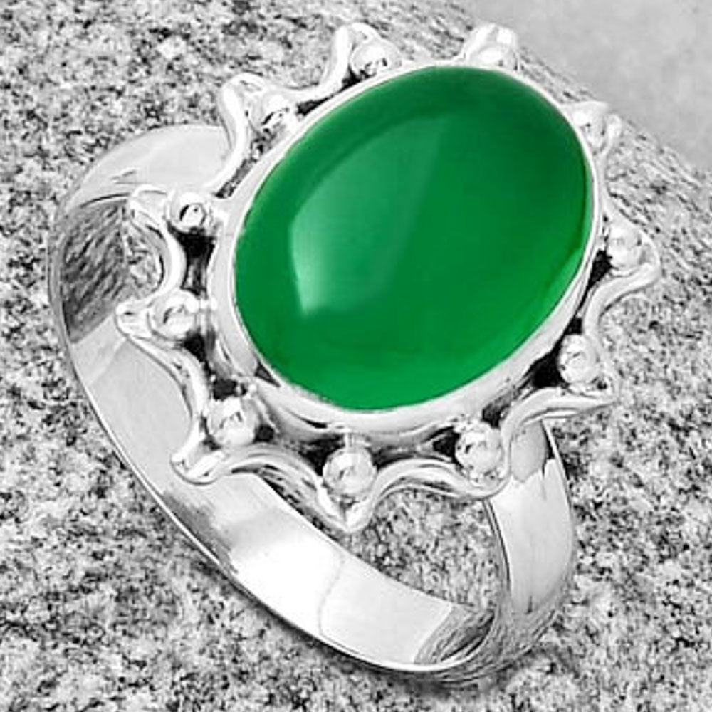 Natural Green Onyx Ring size-7.5 R-1189 SDR189912