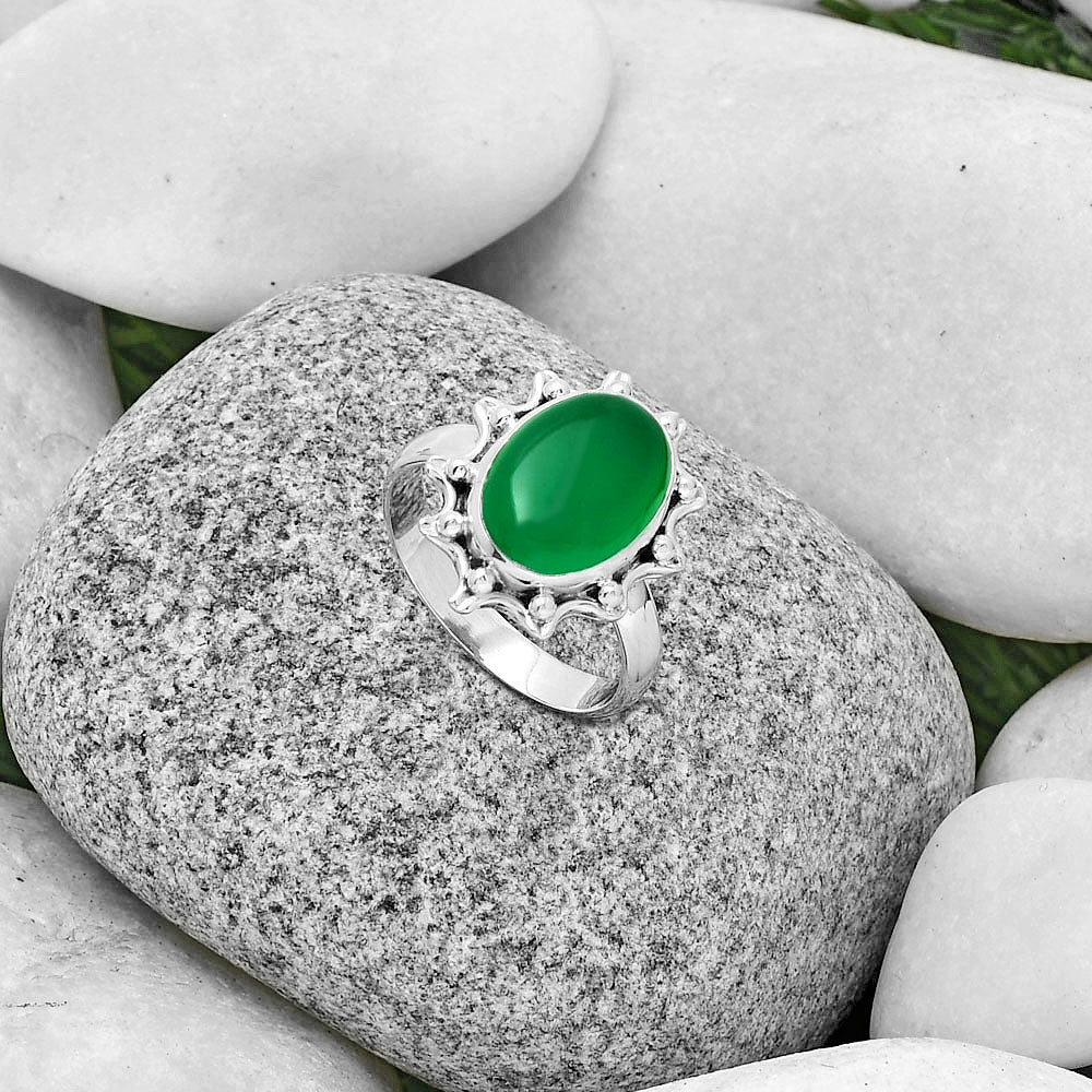 Natural Green Onyx Ring size-7 R-1189 SDR189917