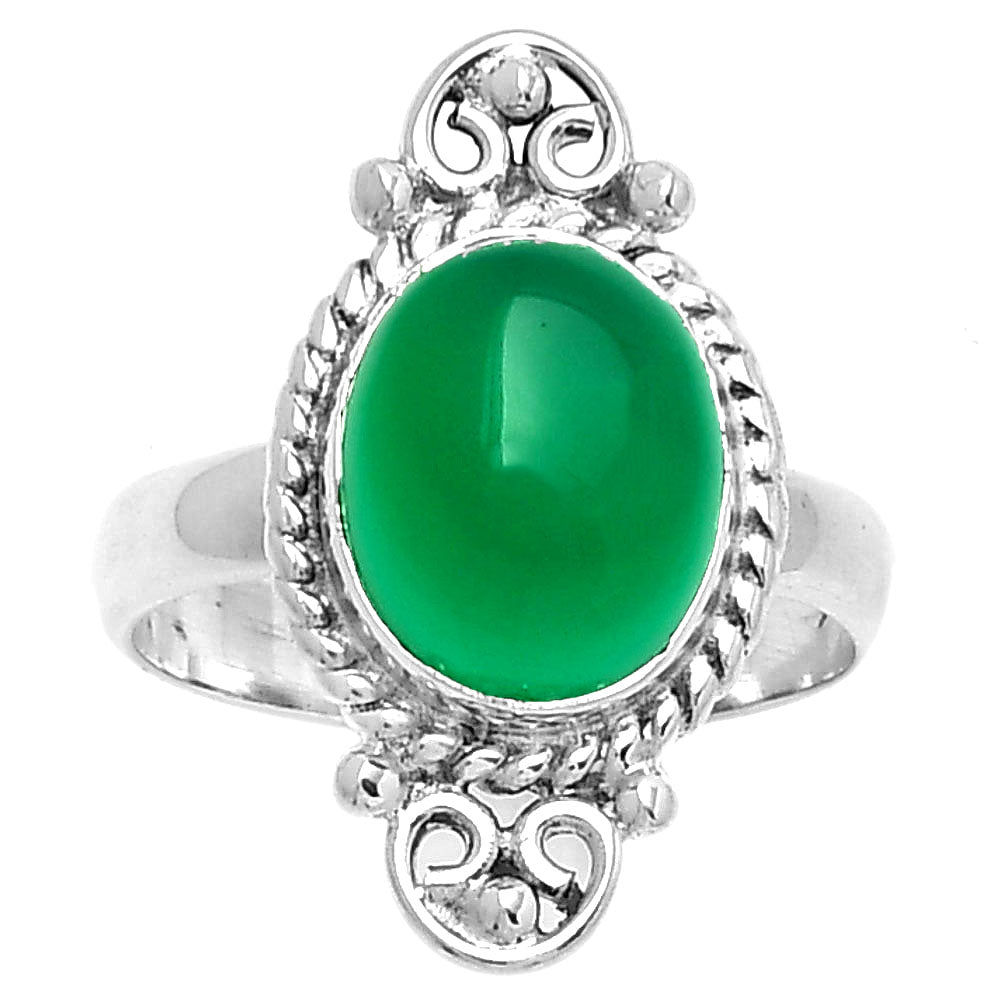 Natural Green Onyx Ring size-9 R-1500 SDR189950