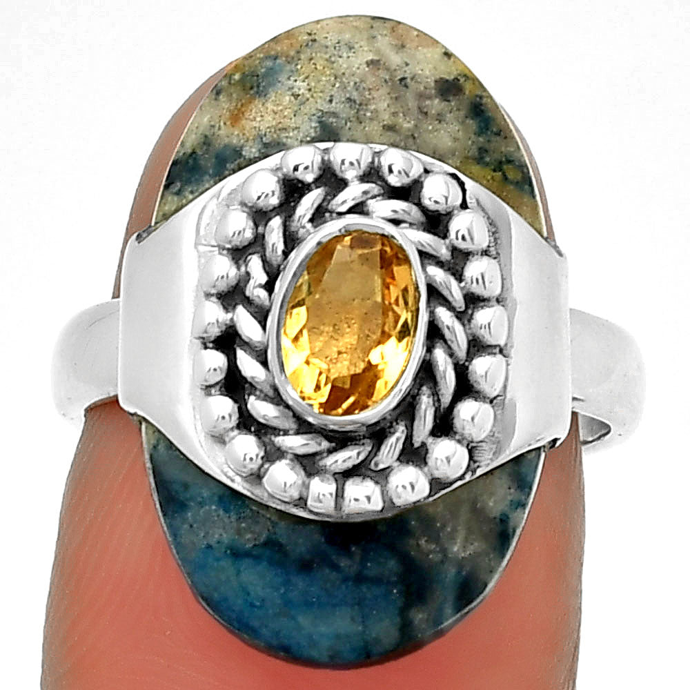 Blue Scheelite - Turkey & Citrine Ring size-6 R-1371 SDR192416