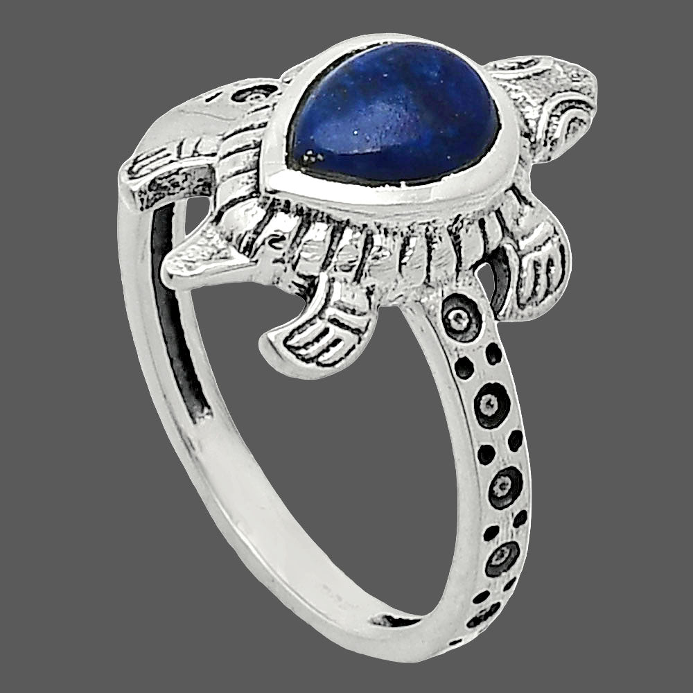Tortoise - Natural Lapis Lazuli Ring size-7 R-1076 SDR243259