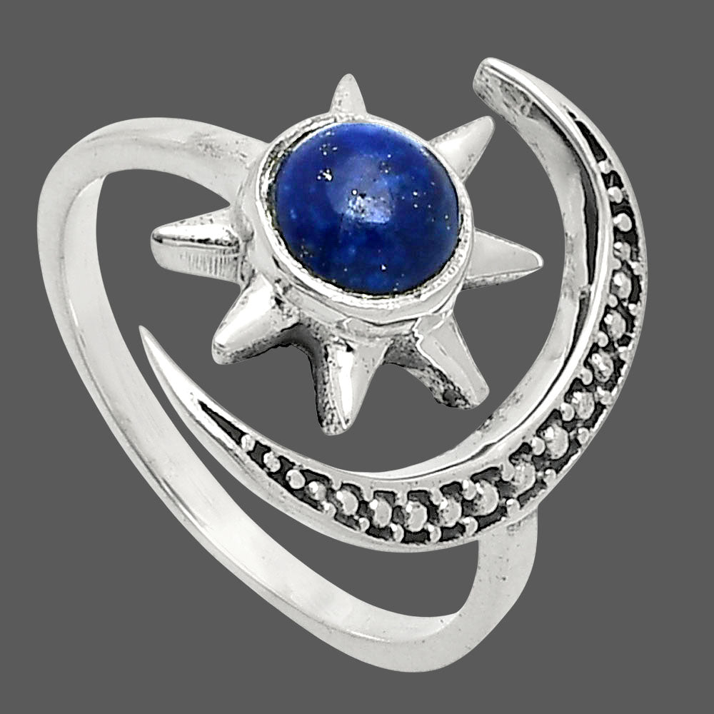 Star Moon Adjustable Lapis Lazuli Ring size-6.5 R-1015 SDR245480
