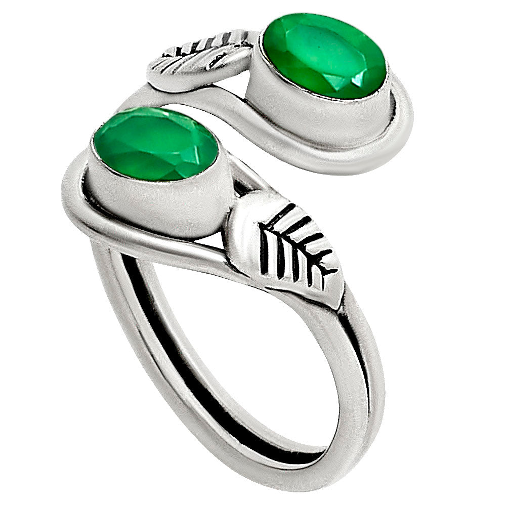 Adjustable - Green Onyx Ring size-6 R-1483 SDR251453