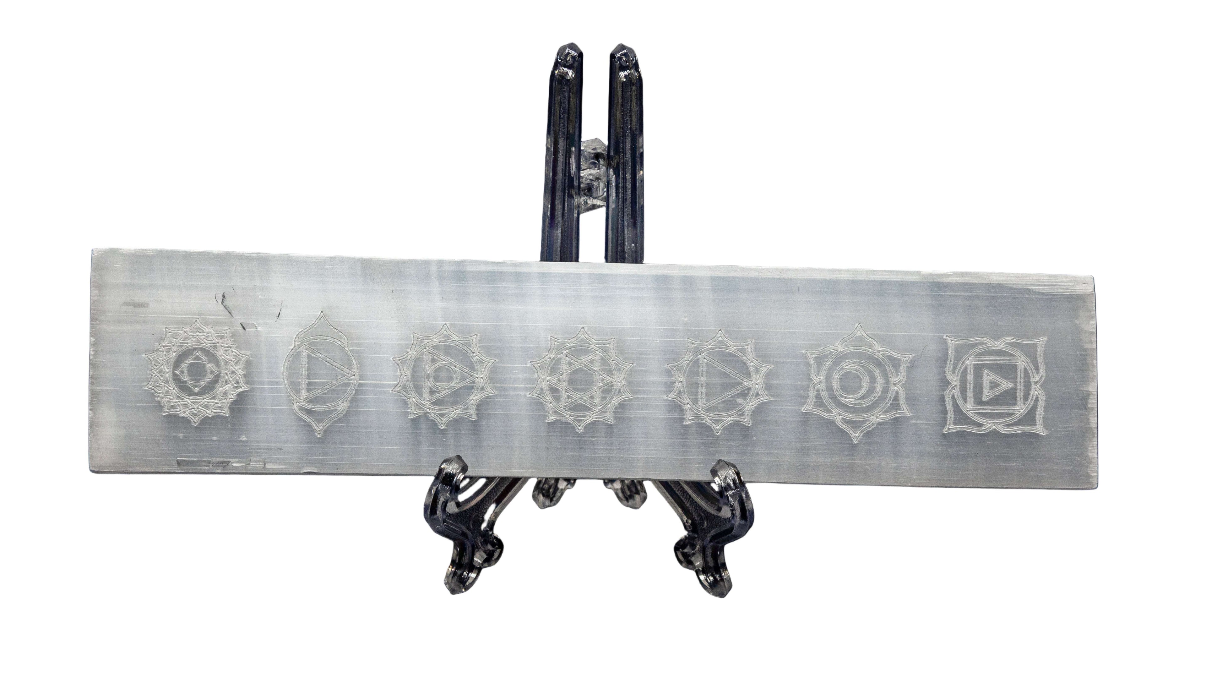 Selenite 7 Chakra Symbol Charging Plate
