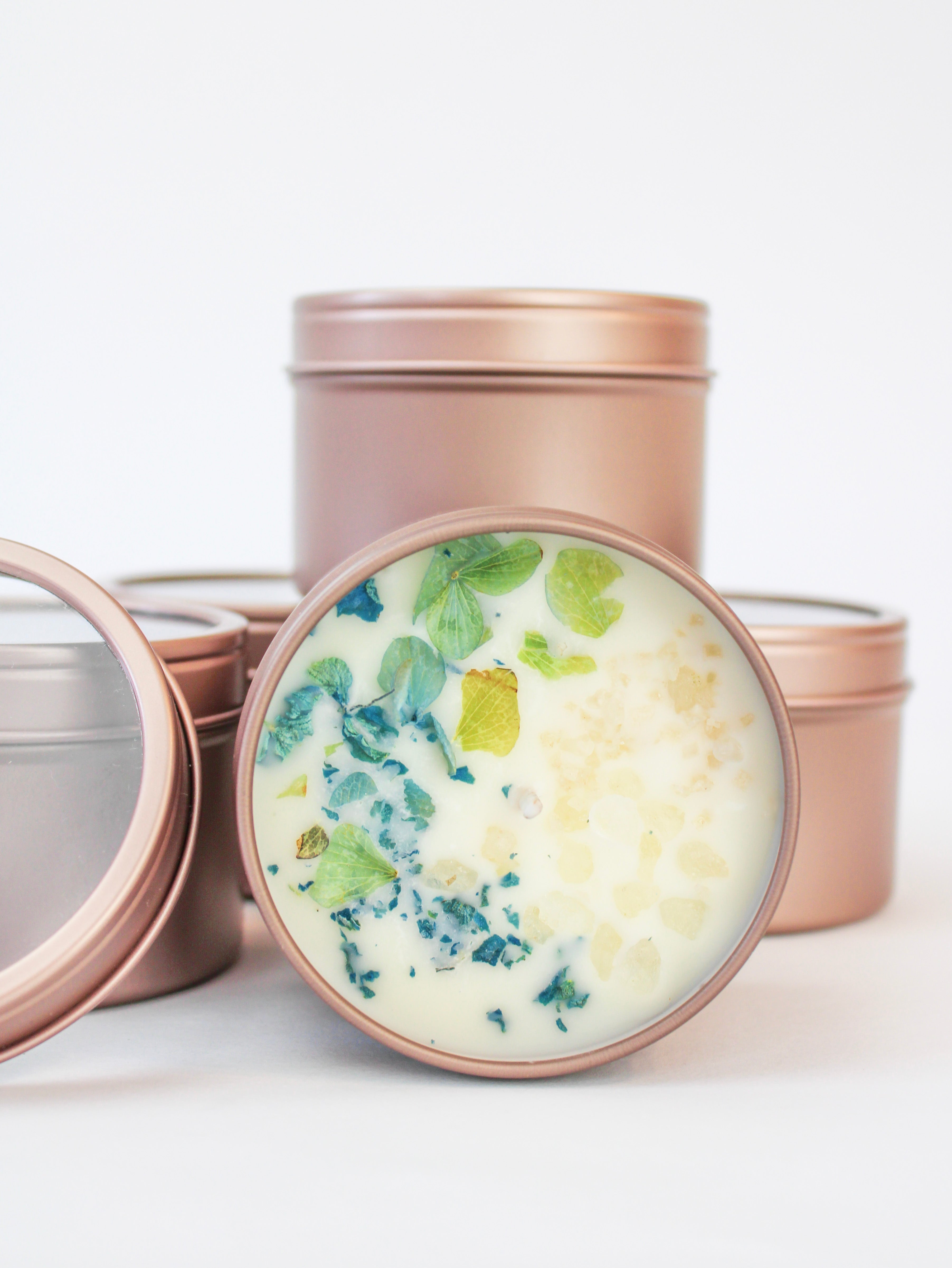 Unlabeled 4 oz Botanical Soy Wax Candles - Party Favors