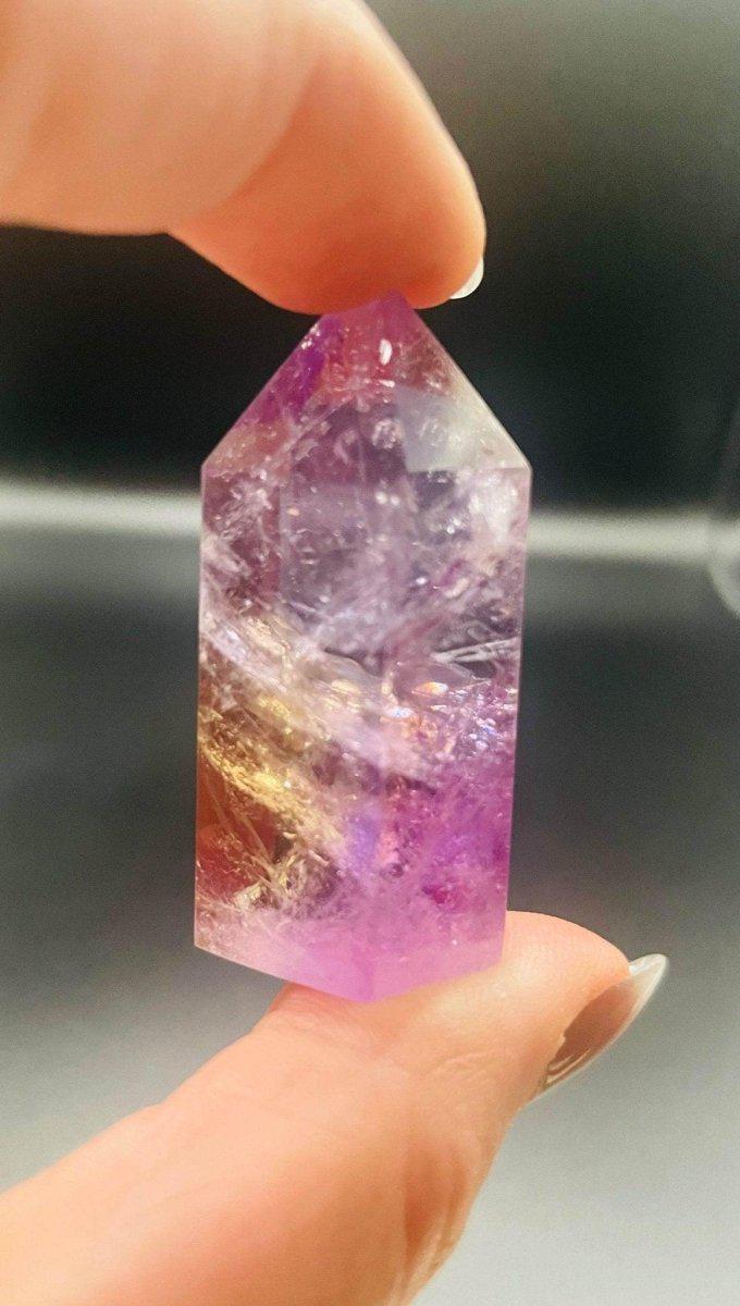 Ametrine Crystal Tower: Polished Amethyst & Citrine Point