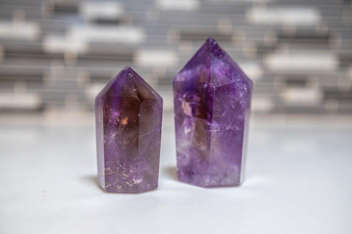 Ametrine Crystal Tower: Polished Amethyst & Citrine Point