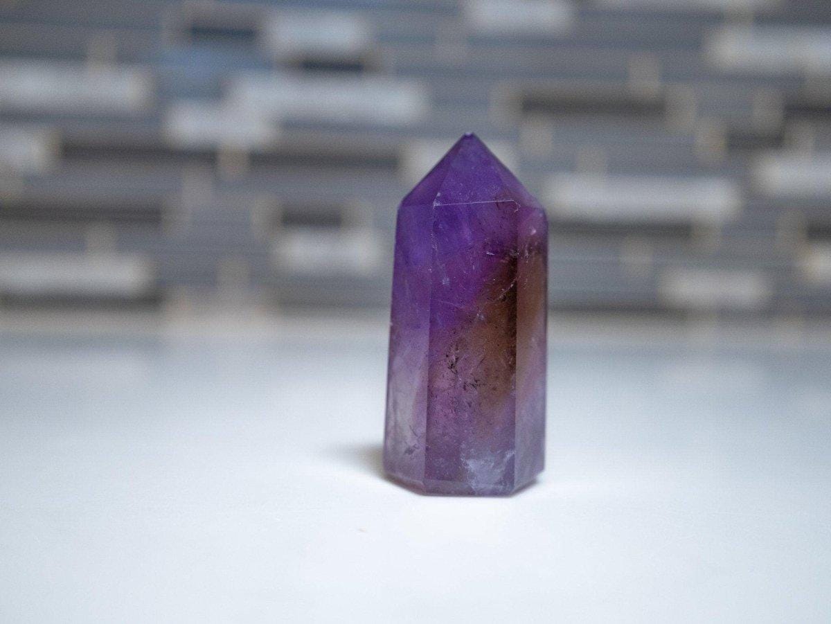 Ametrine Crystal Tower: Polished Amethyst & Citrine Point