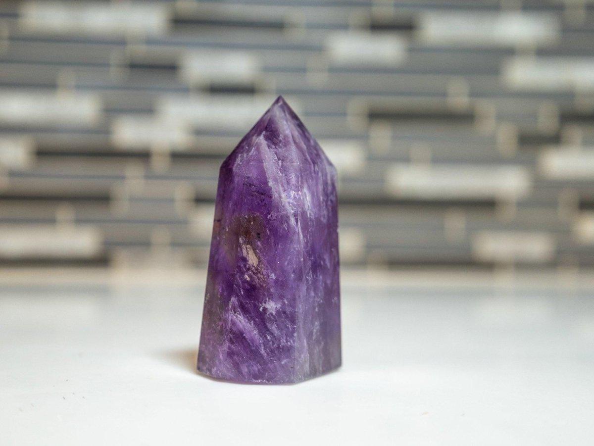 Ametrine Crystal Tower: Polished Amethyst & Citrine Point
