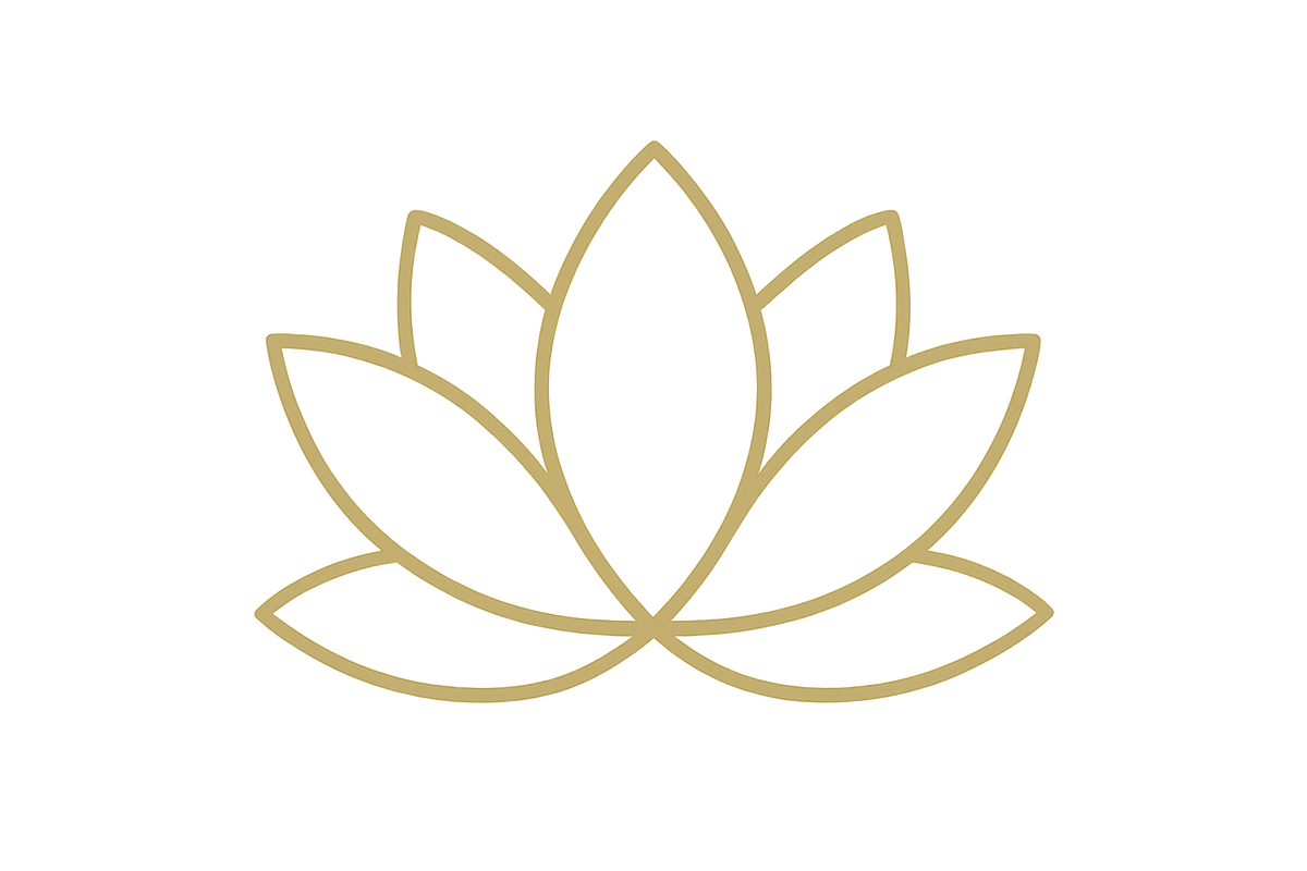 Gold icon outline of a lotus