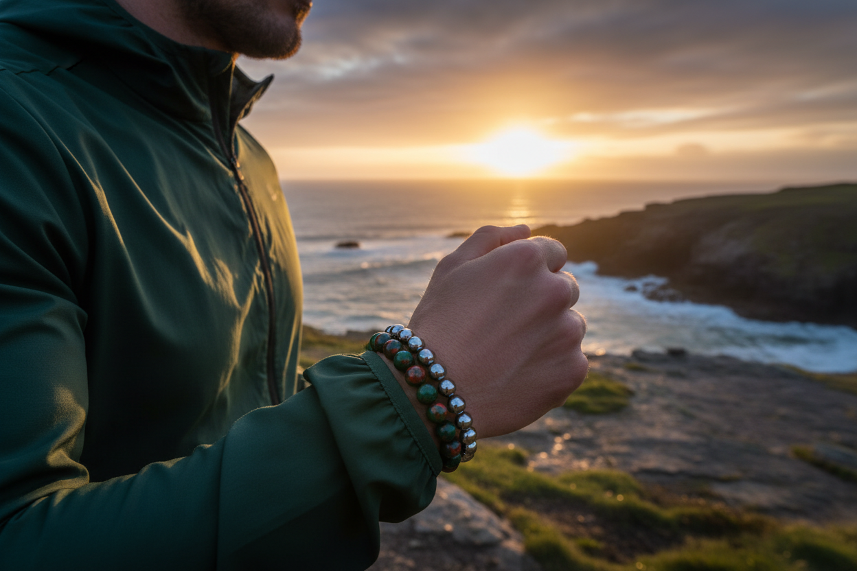 Bloodstone Round Bead Bracelet - Courageous Vitality