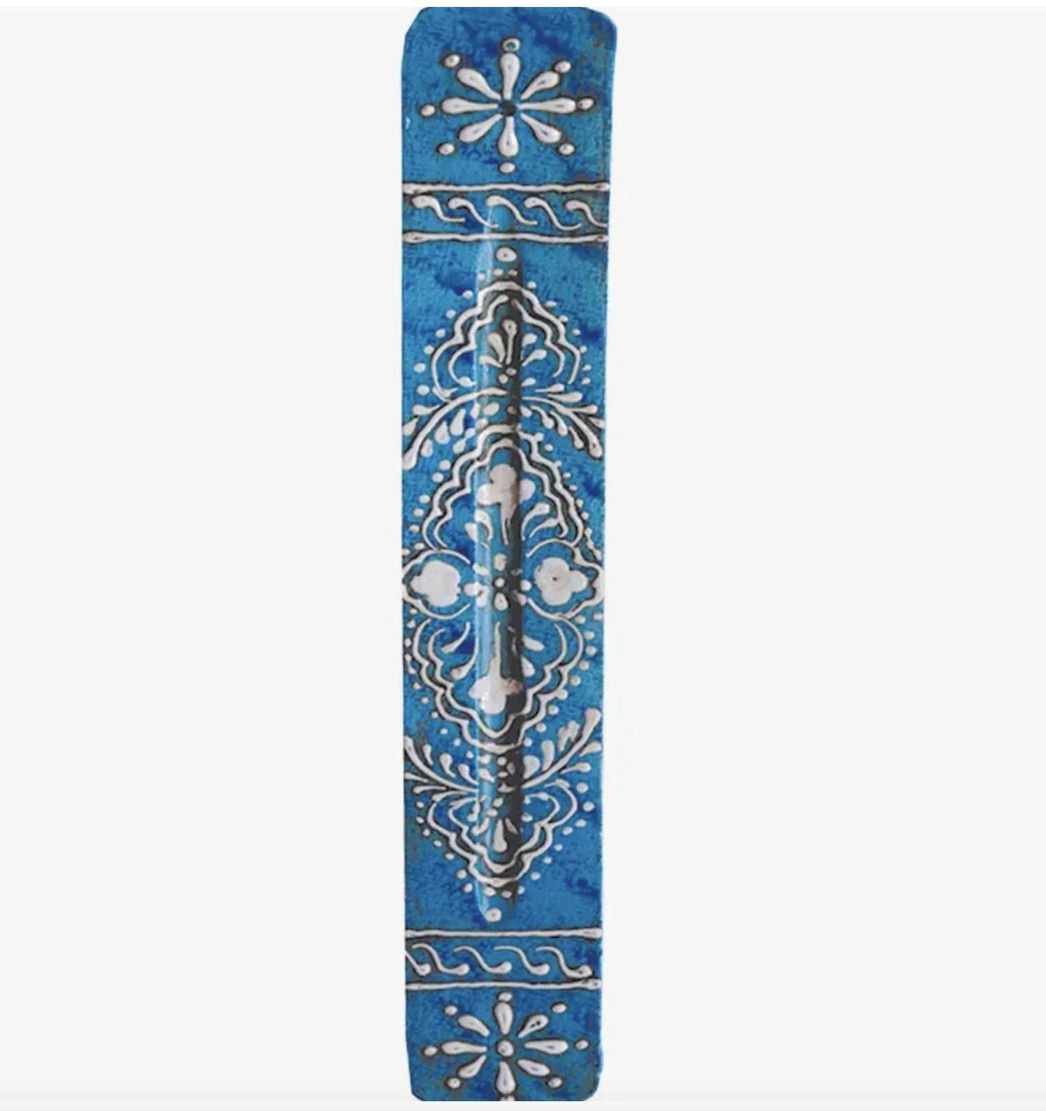 Wooden Incense Stick Ash Catcher (11 in.) - Mediterranean Blue
