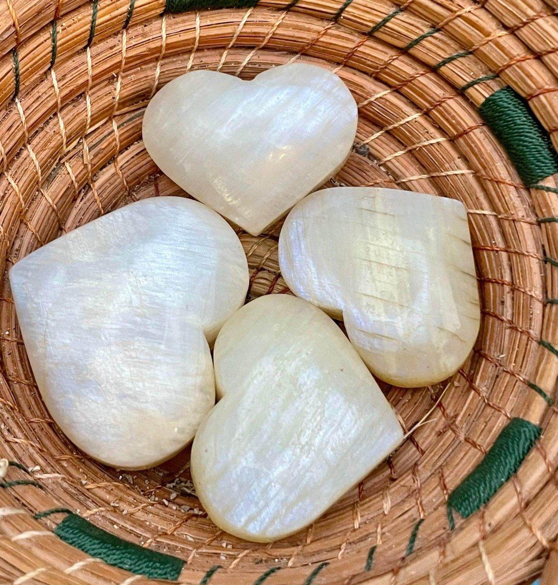 Moonstone Heart Crystal: Polished Gemstone, Divine Feminine Energy