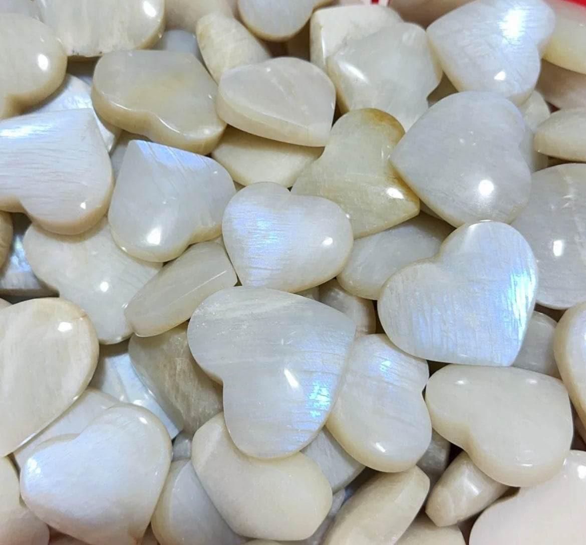 Moonstone Heart Crystal: Polished Gemstone, Divine Feminine Energy
