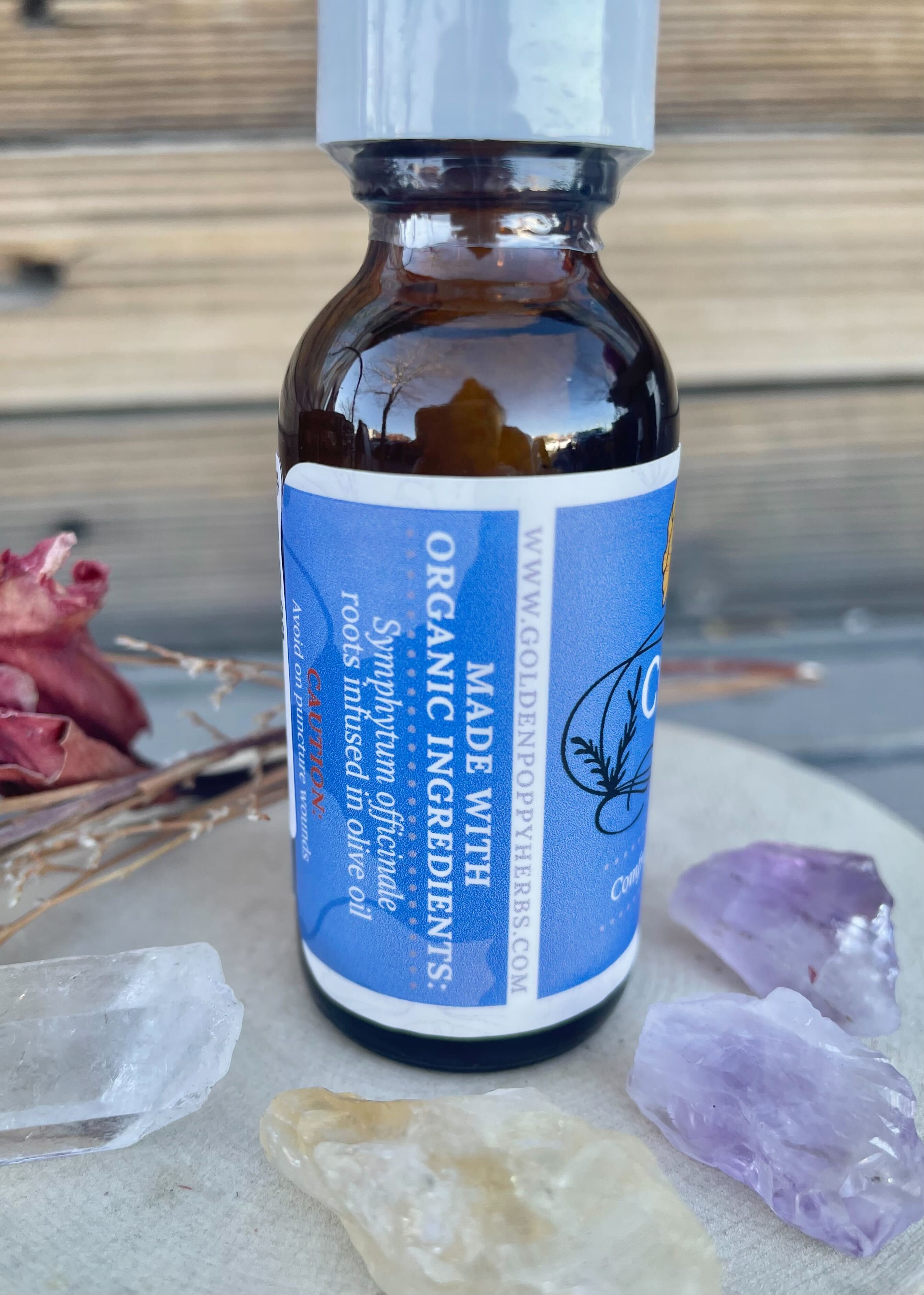Comfrey Root Infused Olive Oil, Organic, 1oz bottle